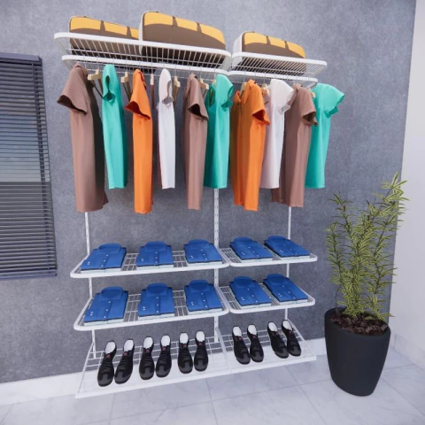 Kit Closet Aramado 1,50 x 2,00 mt 6 Prateleiras Branco