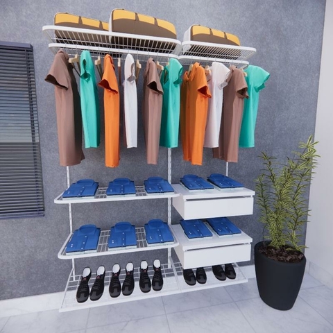 Kit Closet Aramado 1,50 x 2,00 mt 2 Gaveteiros Branco