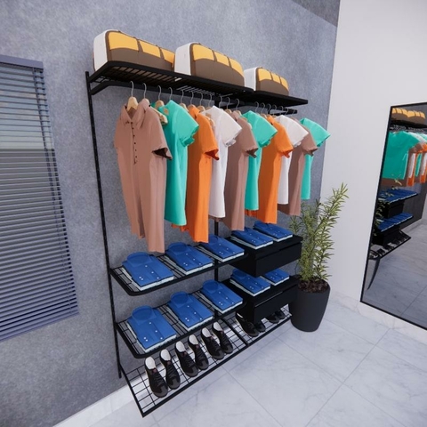 Kit Closet Aramado 1,50 x 2,0 mt 2 Gaveteiros Cor Preto