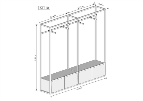 Estante Industrial Cremalheira 2,45m Kit 10 Preto