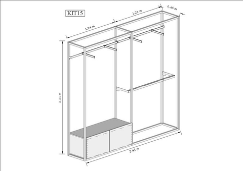 Estante Industrial Cremalheira 2,45m Kit 15 preto