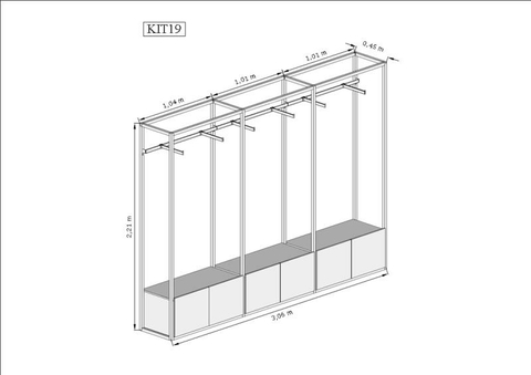 Estante Industrial Cremalheira 3,06m Kit 19 preto
