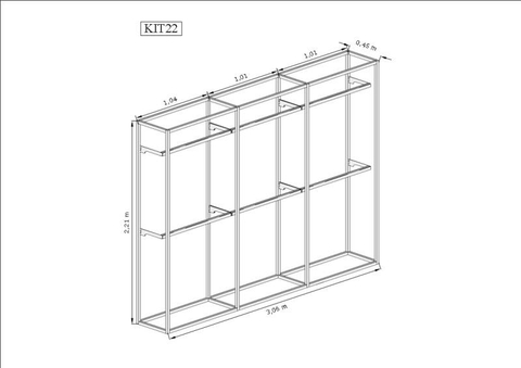 Estante Industrial Cremalheira 3,06m Kit 22 branco