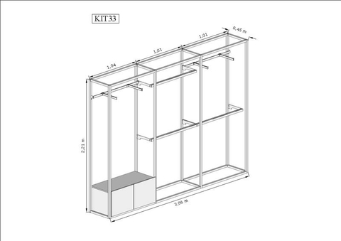Estante Industrial Cremalheira 3,06m Kit 33 preto