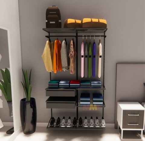 Kit Closet Aramado 1,20 x 2,00 mt Intermediário Preto