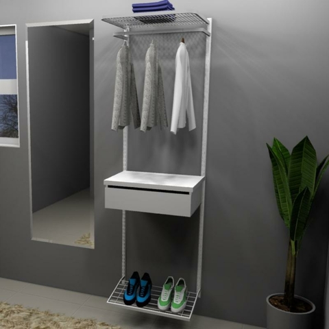Kit Closet Aramado 0,60 x 2,00 mt Cab/Gave/Prat/ Branco