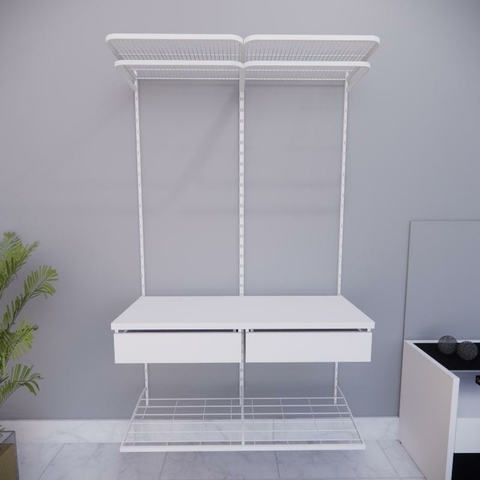 Kit Closet Aramado 1,20 x 2,00 mt Cab/Gav/Prat Branco