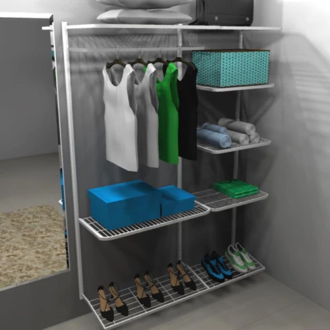 Kit Closet Aramado 1,50 x 2,00 mt Cabideiro/Prat./Sap. Branco