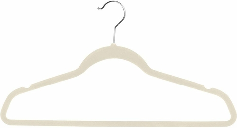 Cabide Veludo Slim Adulto Bege - 44,5cm kit 10 unidades
