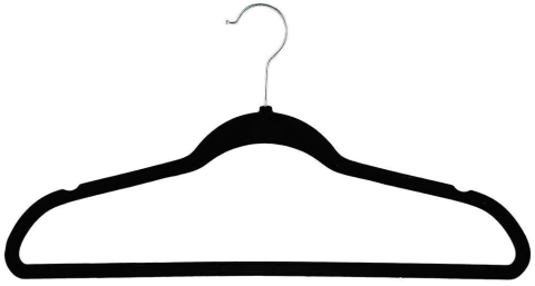 Cabide Veludo Slim Adulto Preto - 44,5cm x 22,5 cm 10 unidades