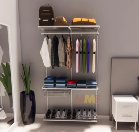 Kit Closet Aramado 1,20 x 2,00 mt Básico Branco 20x20