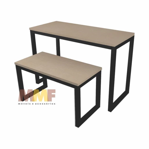 Conj Mesa Valorização 120x80x50cm Preto, Mdf