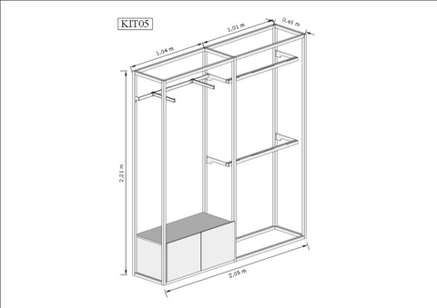 Estante Industrial Cremalheira 2,05 Kit 05 branco