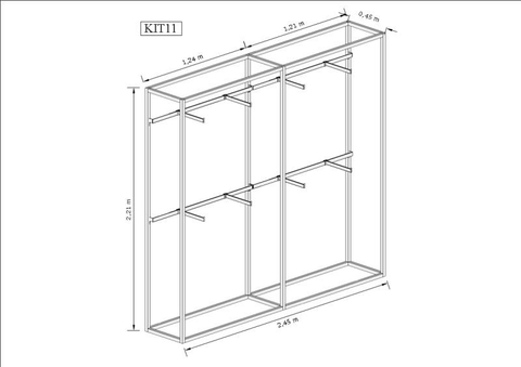 Estante Industrial Cremalheira 2,45m Kit 11 Branco