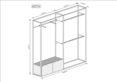 Estante Industrial Cremalheira 2,45m Kit 16 branco