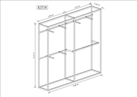 Estante Industrial Cremalheira 2,45m Kit 18 branco