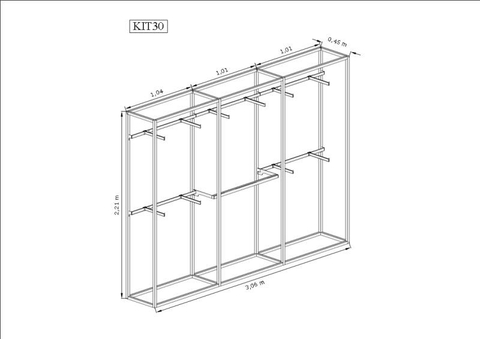 Estante Industrial Cremalheira 3,06m Kit 30 branco
