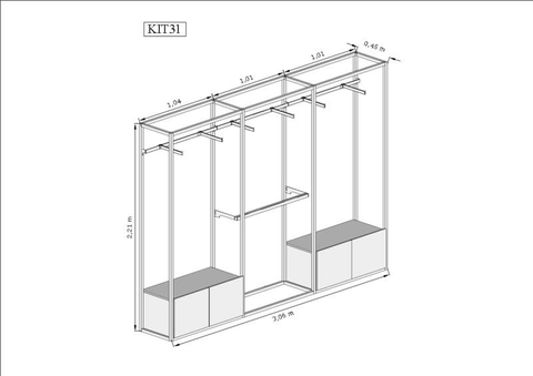 Estante Industrial Cremalheira 3,06m Kit 31 branco
