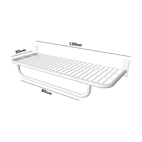 Arara Prateleira De Parede Com Pingente 100 x 30 cm