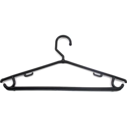 Cabide Plastico Fixo Fino Cavado Preto 41cm