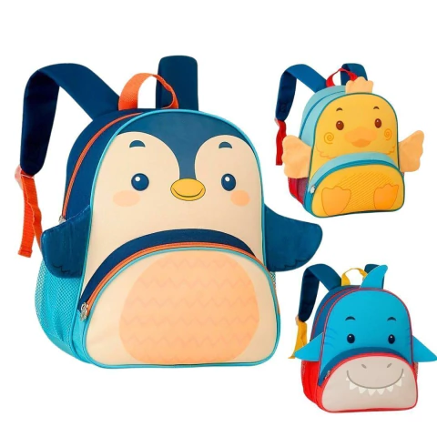 Mochila Costas Infantil Pets Pinguim/Tubarão/Pato - Clio