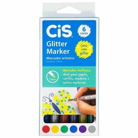 Kit Marcador Multiuso Glitter Marker 6 Cores - Cis