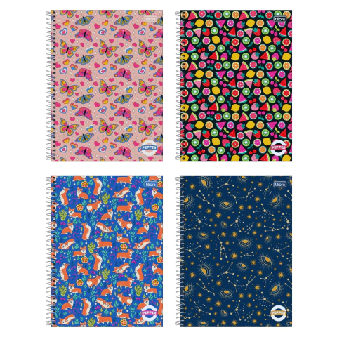 Caderno Espiral Capa Dura Pepper 16 Matéria Feminino - Tilibra - comprar online
