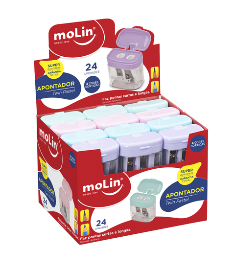 Apontador Twin Pastel Dois Furos Com Depósito - Molin - comprar online