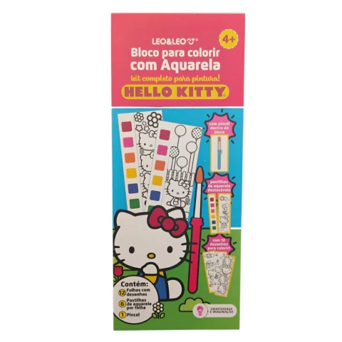 Bloco de Colorir Aquarela Hello Kitty - Leonora