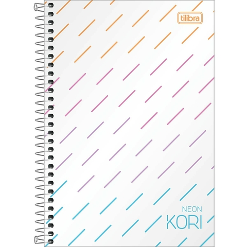 Caderno Espiral Capa Plástica 1/4 Sem Pauta Neon Kori 80 Folhas - Tilibra