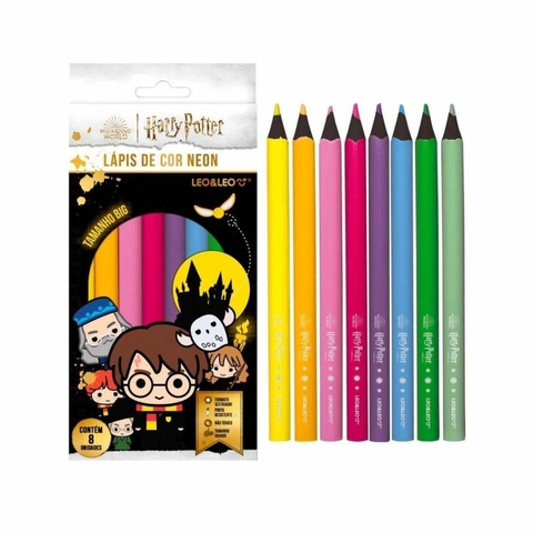 Lápis De Cor Jumbo Big Neon Harry Potter 8 Cores - Leo&Leo