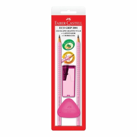 Ecolápis Grafite Grip Rosa Kit Office - Faber Castell