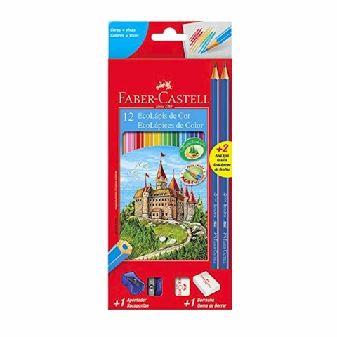 Lápis de Cor 12 Cores Kit Escolar - Faber Castell