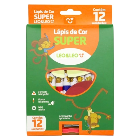 Lápis de Cor Super Estojo com 12 cores - Leo&Leo