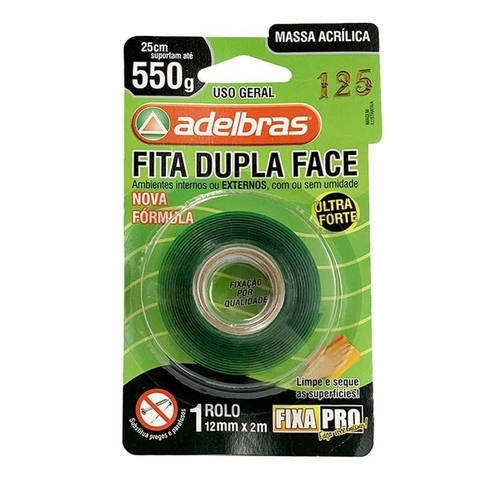 Fita Dupla Face Massa Acrilica 12mmx2m Adelbras
