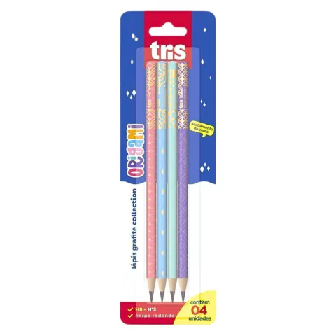 Lápis Preto HB Nº2 Origami 4 Unidades Collection - Tris