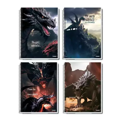 Caderno Universitário 1 Matéria Aventura Dragões 80 folhas - Credeal