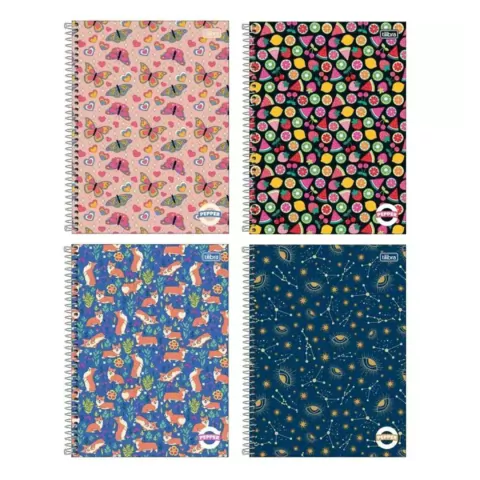 Caderno Espiral Capa Dura Universitário 10 Matérias Pepper - Tilibra