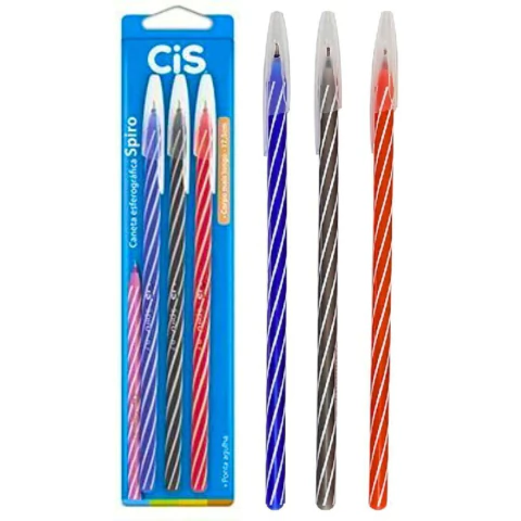 Caneta Esferográfica Spiro 0,7 mm 3 Cores - Cis