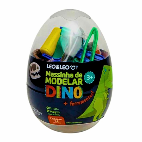 Massinha de Modelar Dino 24 Cores mais 7 Moldes - Leo&Leo