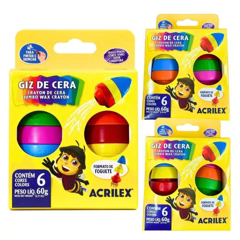Giz de Cera Jumbo Formato Foguete 60g - Acrilex