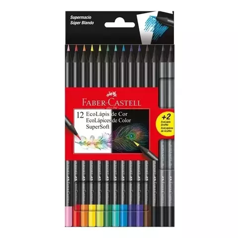 Lápis de Cor Ecolápis 12 Cores + 2 Lápis Grafite - Faber Castell - comprar online