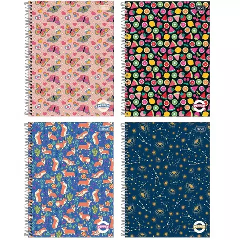 Caderno Espiral Capa Dura Pepper 1 Matéria Feminino - 80 Folhas Tilibra