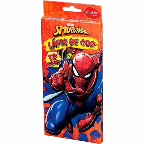 Lápis de Cor Homem Aranha 12 Cores Spider-Man Marvel - Diversos Molin