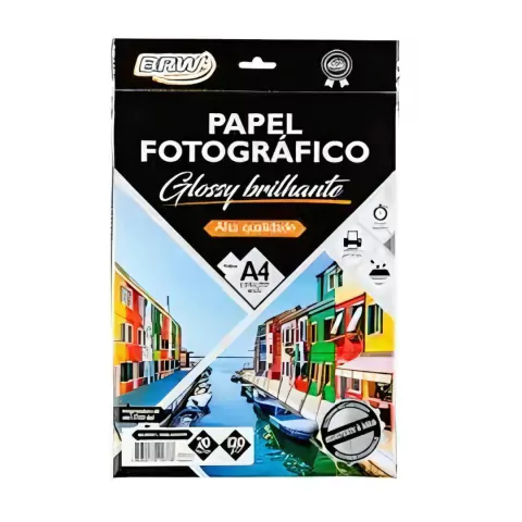 Papel Fotográfico Glossy Brilhante A4 Pacote com 20 unidades 120g/m² - BRW