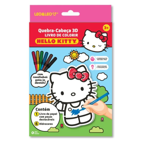 Quebra-Cabeça Para Colorir 3D de Papel Hello Kitty - Leonora