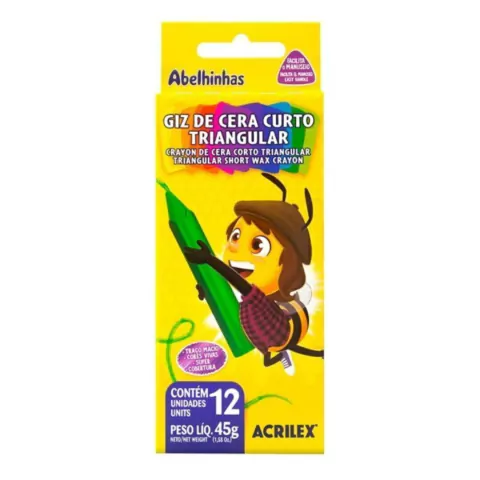 Giz de Cera Curto 15 Cores - Acrilex