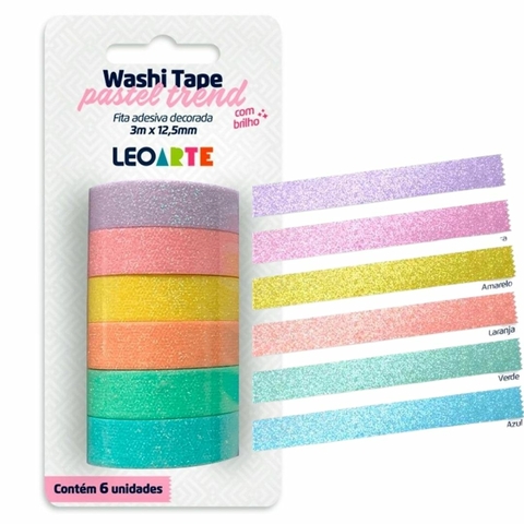 Fita Adesiva Washi Tape Pastel Trend com 6 Rolos - Leonora