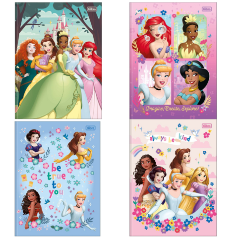 Caderno Brochura Capa Dura 80 Folhas Princesas Disney - Tilibra - comprar online