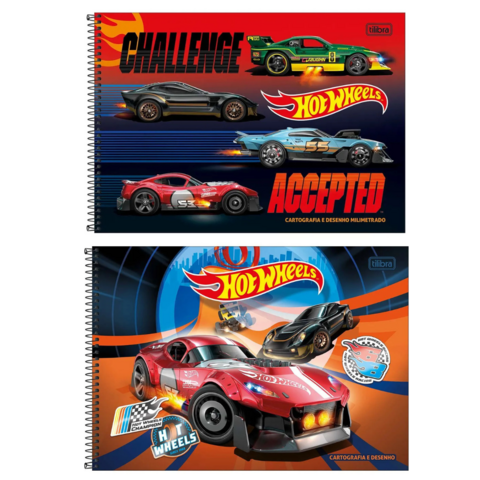 Caderno Espiral Cartografia e Desenho Hot Wheels - Tilibra - comprar online